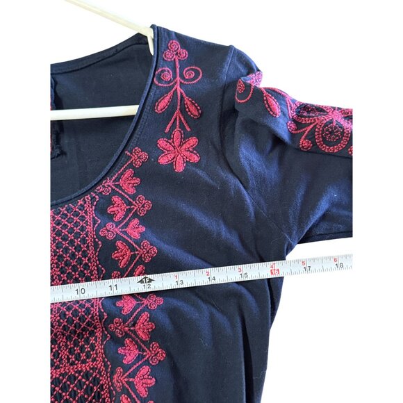 Johnny Was LA Geometric Embroidered Midi Dress 3/4 Sleeve Scoop Neck Sz Small /d - Picture 6 of 7